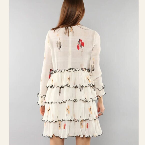 GANNI Size: 34 US Size: 2 Style 1729 Lowell Floral Print Tiered Mini Dress - Picture 3 of 15